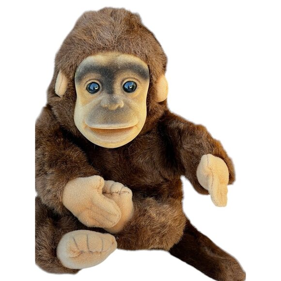 Hosung Brown Chimpanzee Plush Puppet With Flocked Face 12" Soft  Collectible - Picture 3 of 11